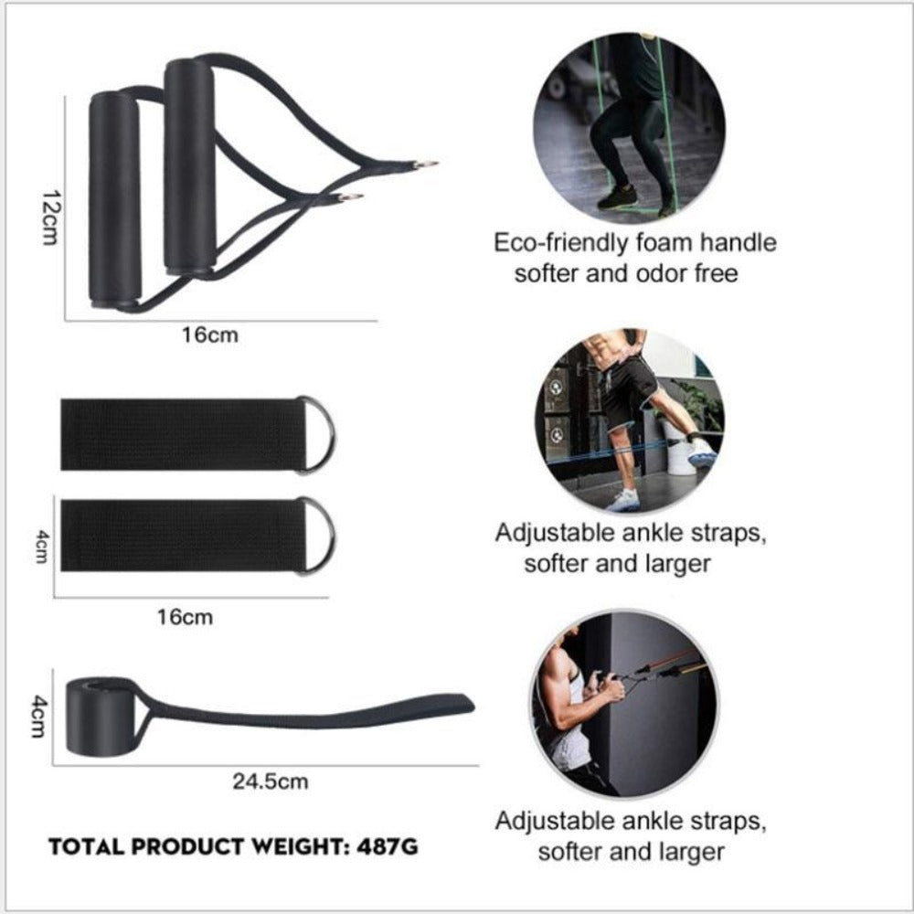 11 PCS Fitness Resistance Band Set for Home Workouts
