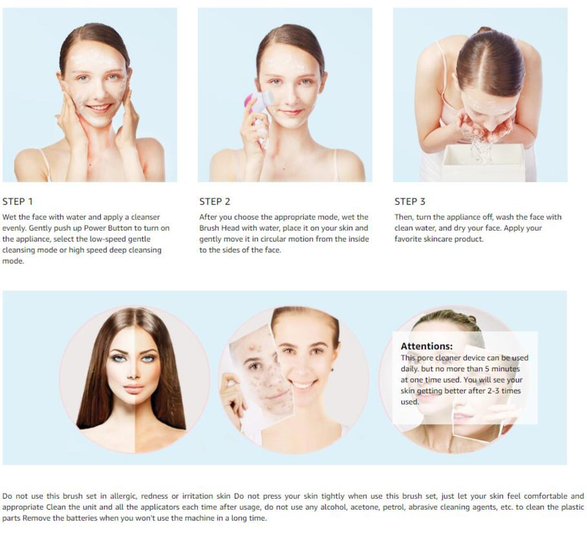 Massage Brush Set for Facial Cleansing