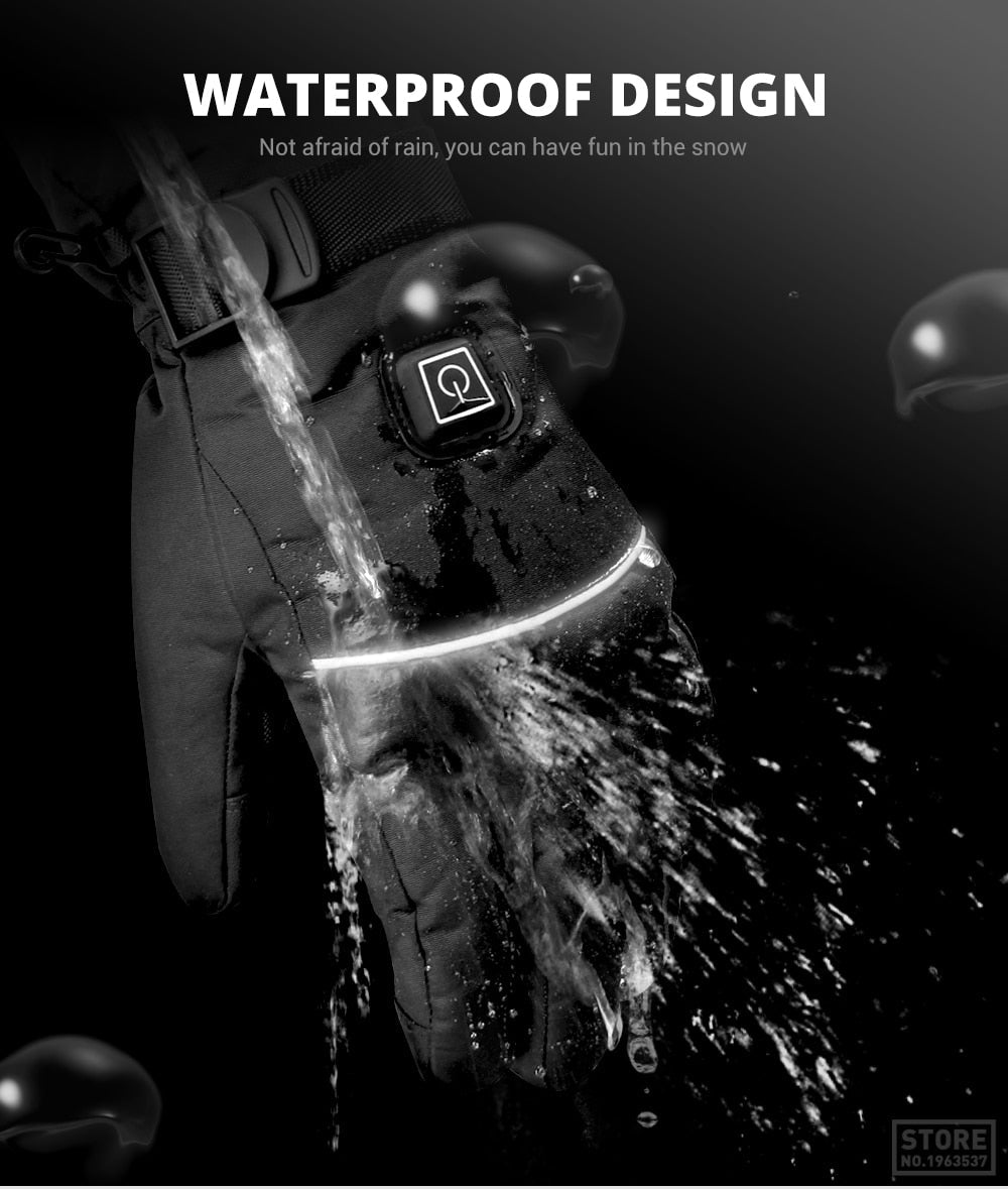 Heated Battery Powered Motorcycle Gloves with Waterproof Touch Screen