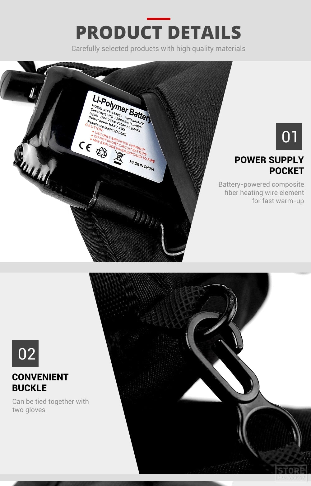 Heated Battery Powered Motorcycle Gloves with Waterproof Touch Screen