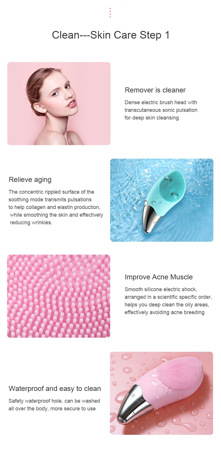 Pulsating Facial Cleanser and Massaging Device