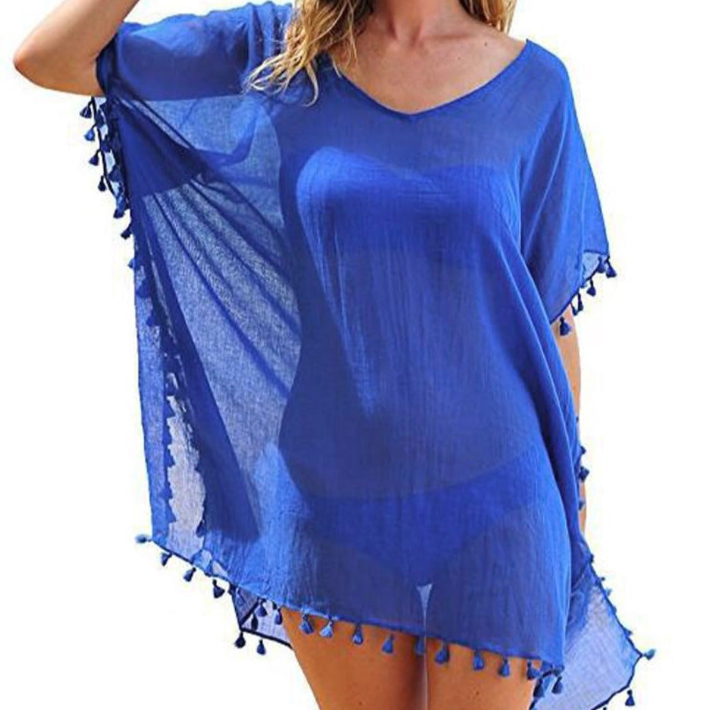 Chiffon Swimsuit Cover Up with Tassels - Perfect for the Summer Beach