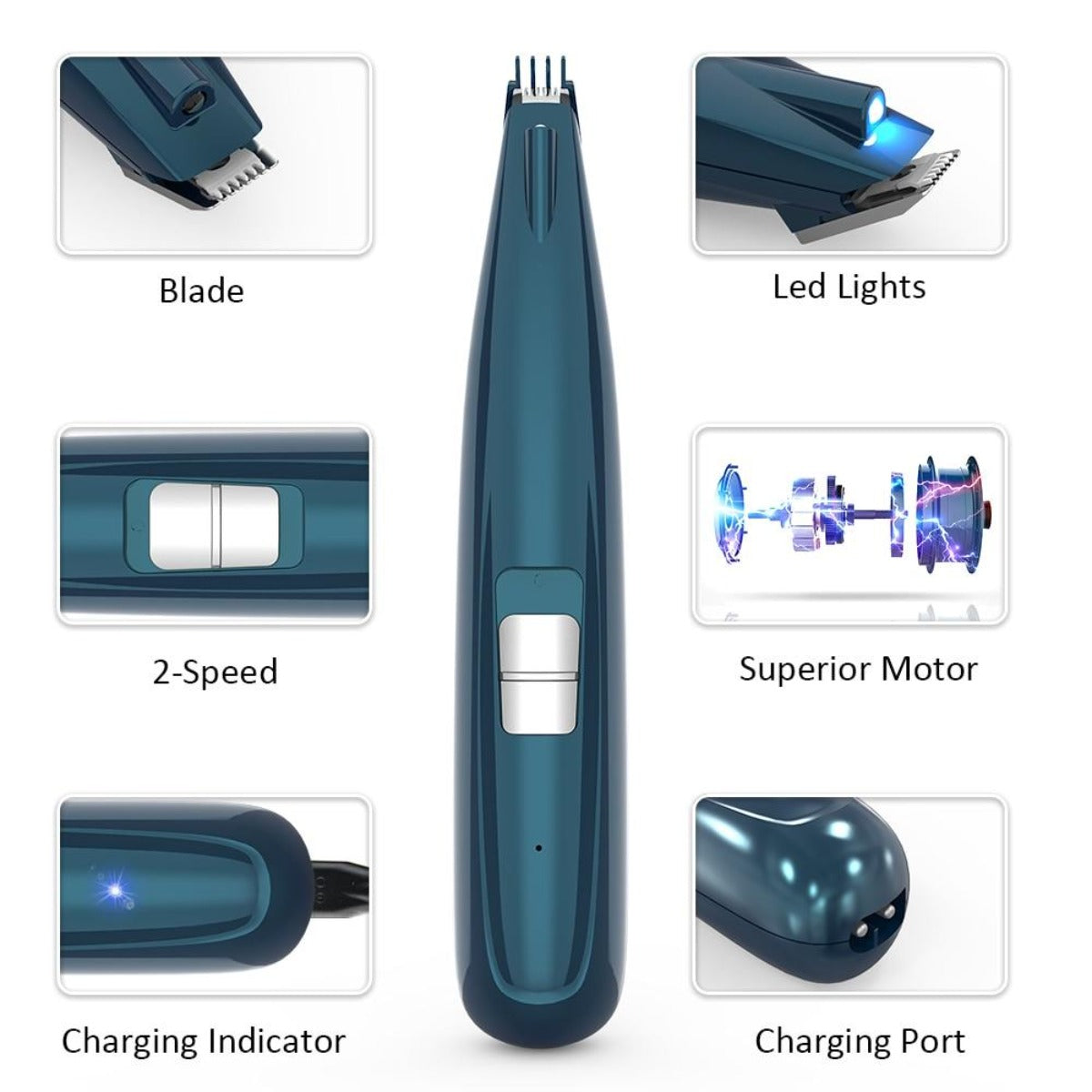 LED Light Pet Grooming Clippers for Paws and Fur Trimming