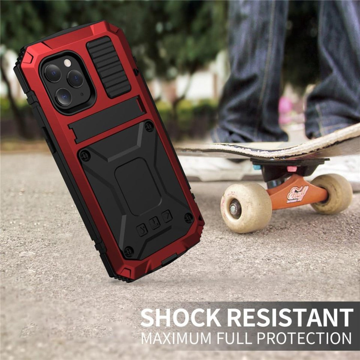 Protective Metal Case with Shockproof Armor and Tempered Glass for iPhone