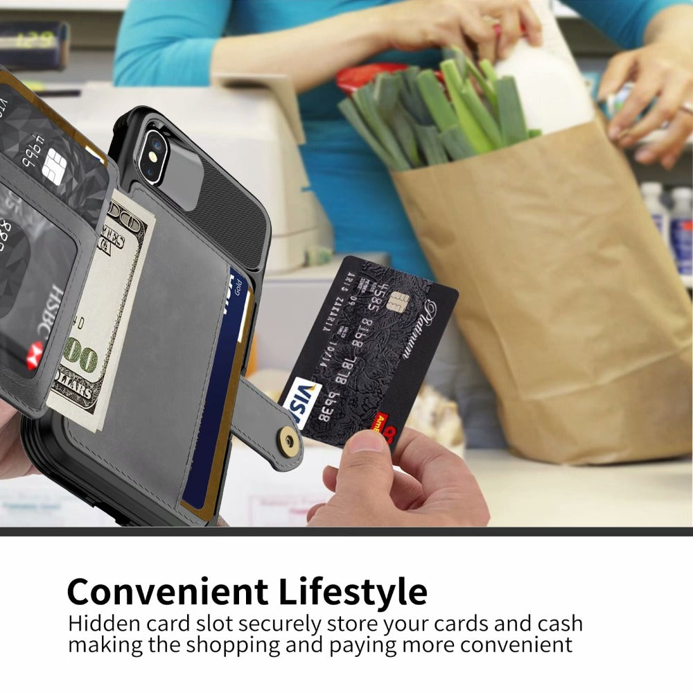 Magnetic Leather Wallet Armor Case for iPhone - Ensuring Complete 360-Degree Protection