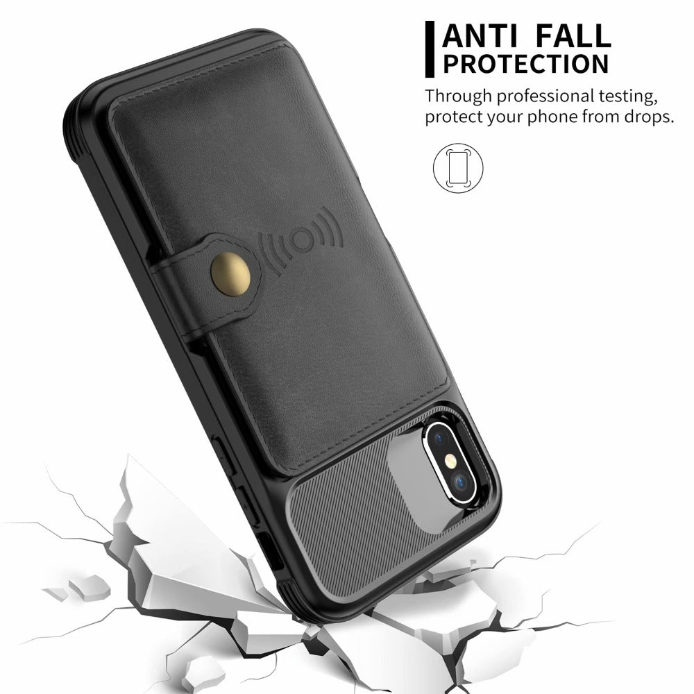 Magnetic Leather Wallet Armor Case for iPhone - Ensuring Complete 360-Degree Protection
