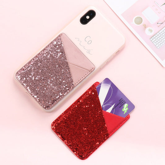 Universal Sparkling Sequins Adhesive Pocket for Mobile Phone Covers