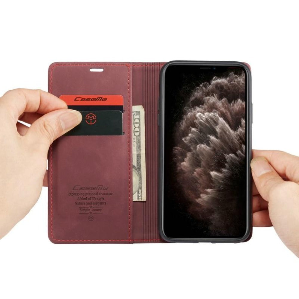 Luxurious Flip Wallet Case with Magnetic Closure for iPhone