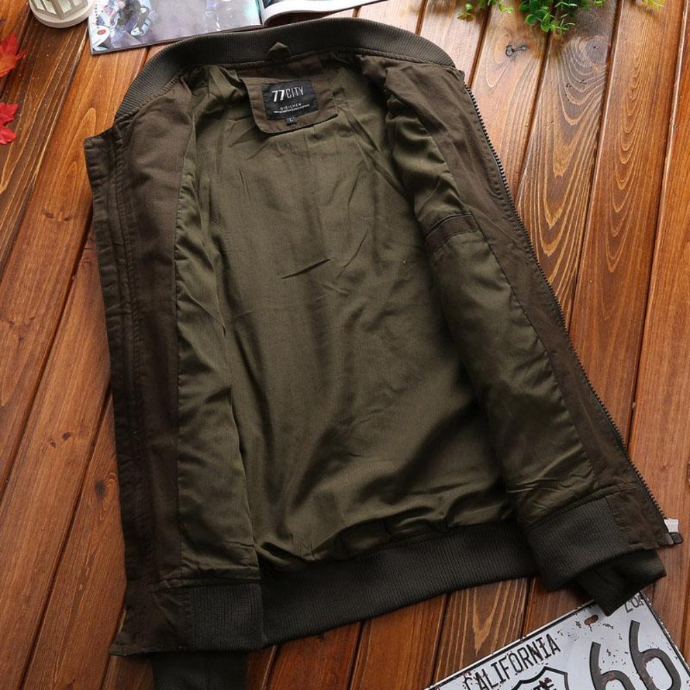 Military Aviator Zip-Up Jacket for Men