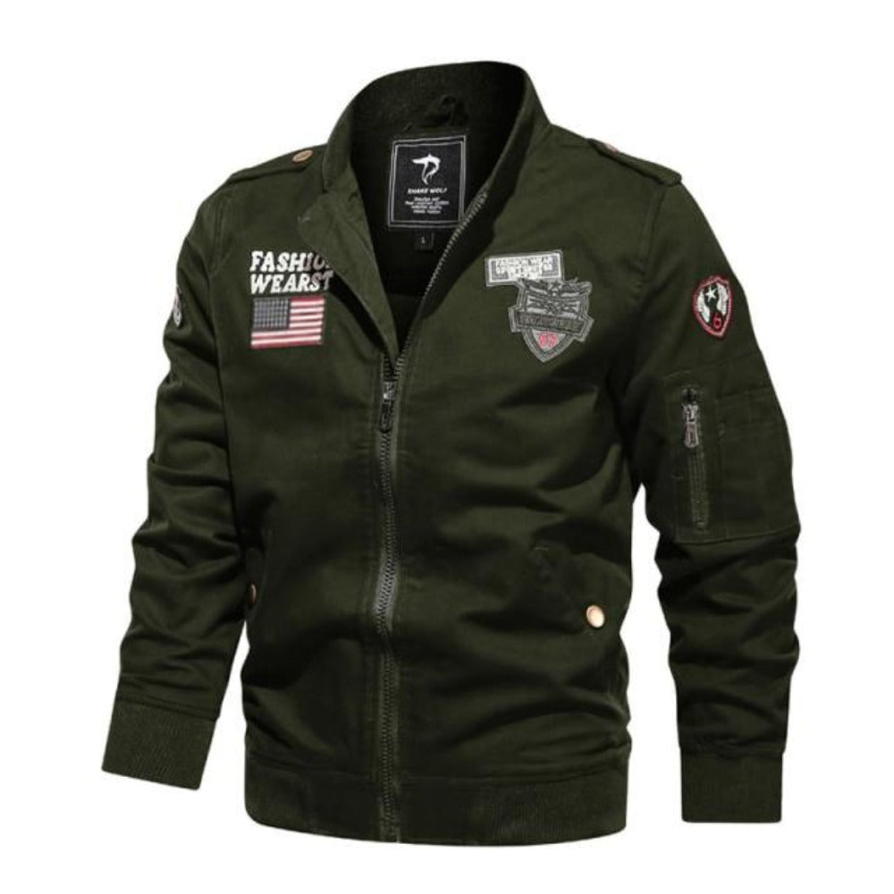 Military Aviator Zip-Up Jacket for Men