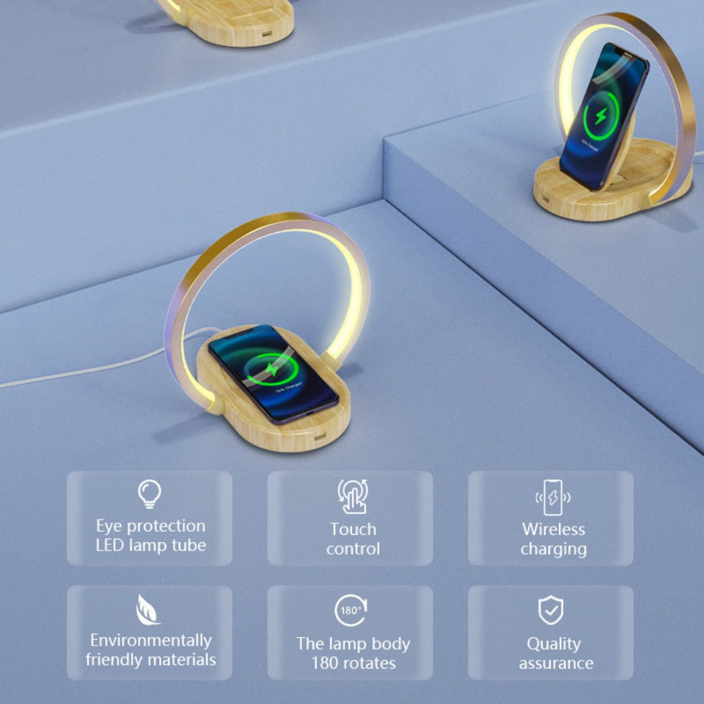 Wireless Charging LED Table Lamp for Smartphones with 15W Output