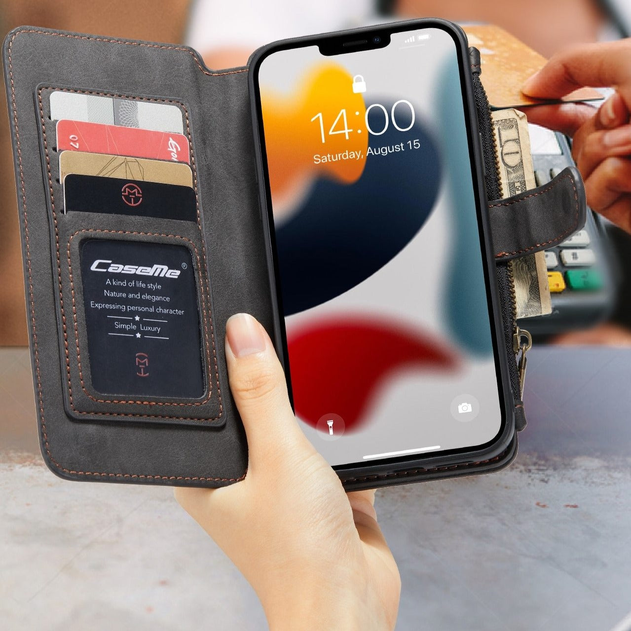 iPhone Leather Flip Wallet Case