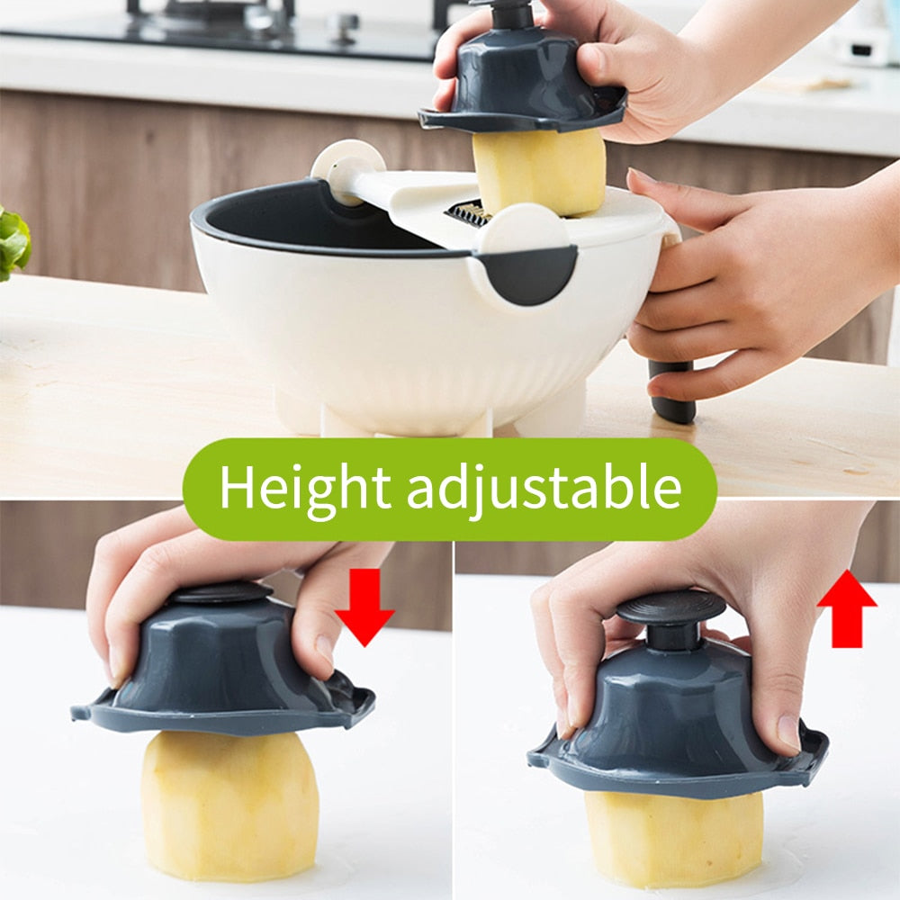 Stainless Steel Vegetable Slicer with Multi-Functional Draining Basket