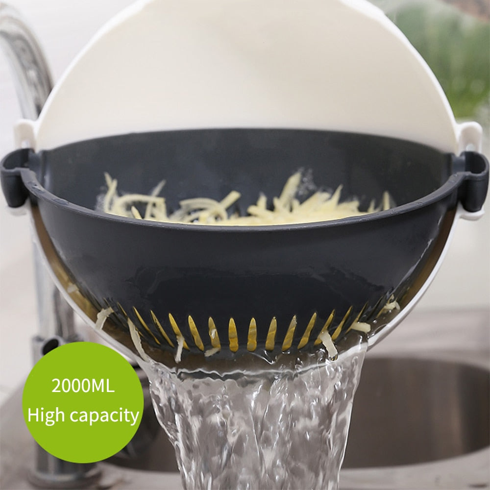 Stainless Steel Vegetable Slicer with Multi-Functional Draining Basket