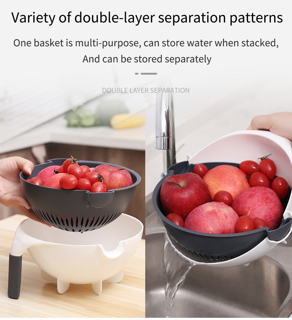 Stainless Steel Vegetable Slicer with Multi-Functional Draining Basket