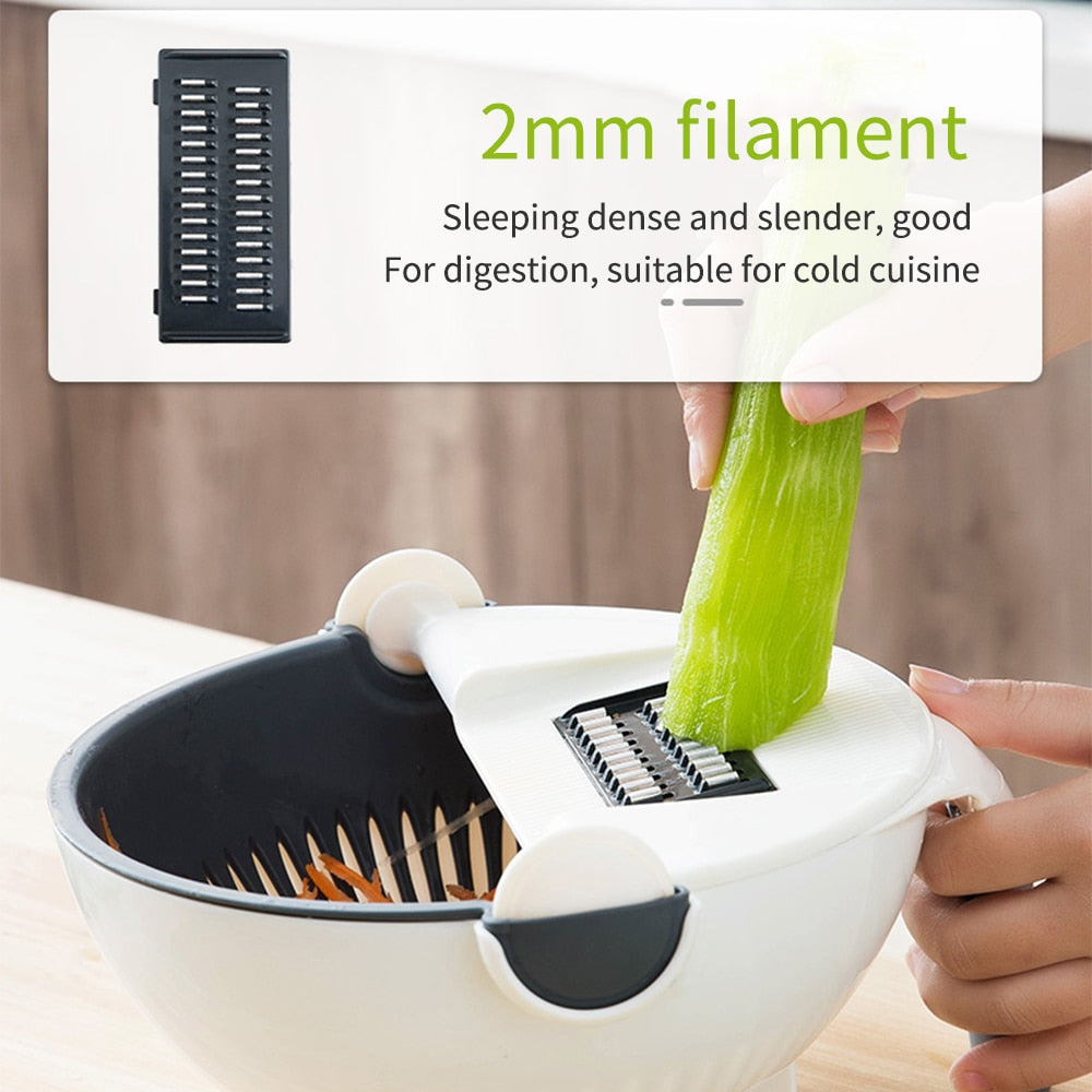 Stainless Steel Vegetable Slicer with Multi-Functional Draining Basket
