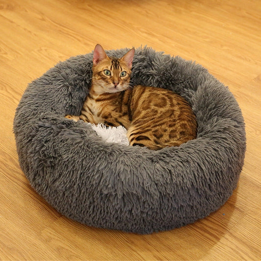 Ultra Plush Round Pet Bed with Soft Long Fur