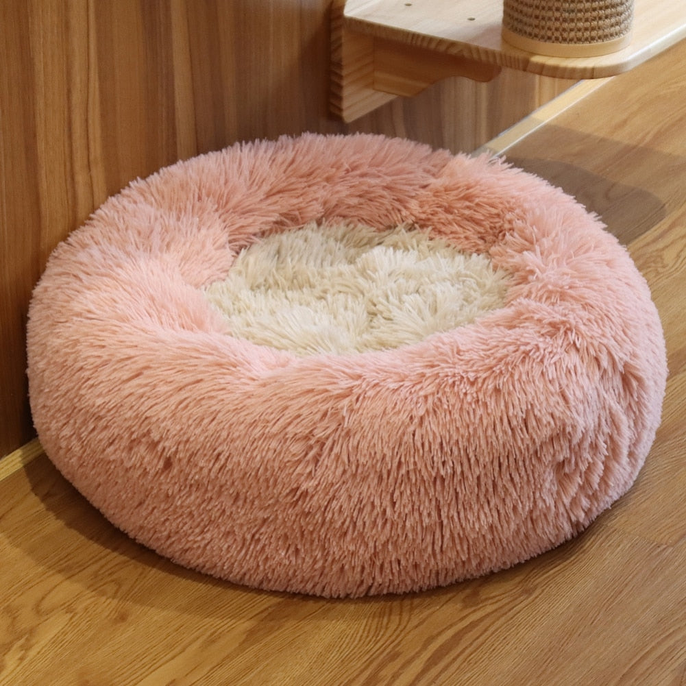 Ultra Plush Round Pet Bed with Soft Long Fur