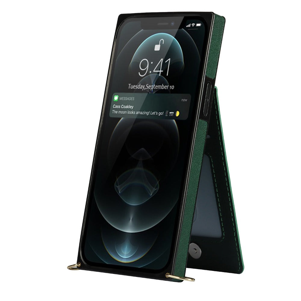 Crossbody Strap Slim Wallet Case for iPhone Series with Zipper Closure