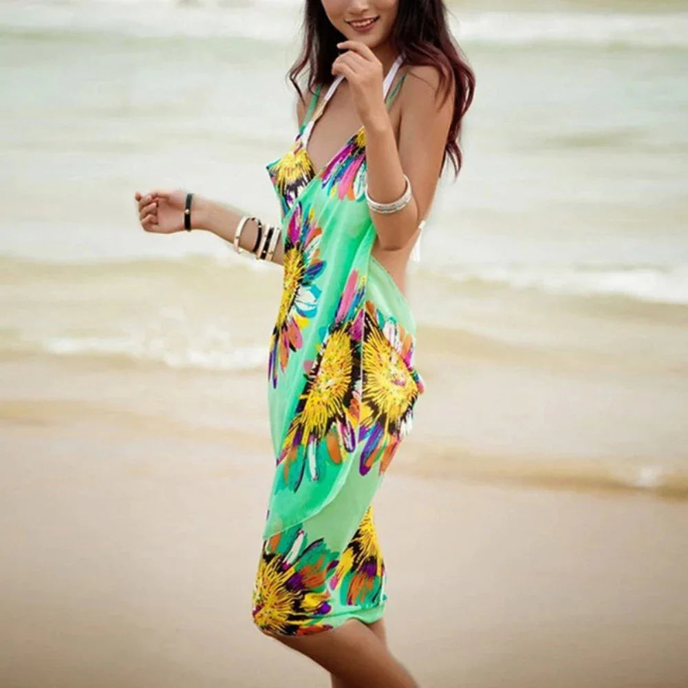 Wrap Style Sunflower Swimsuit Cover-Up