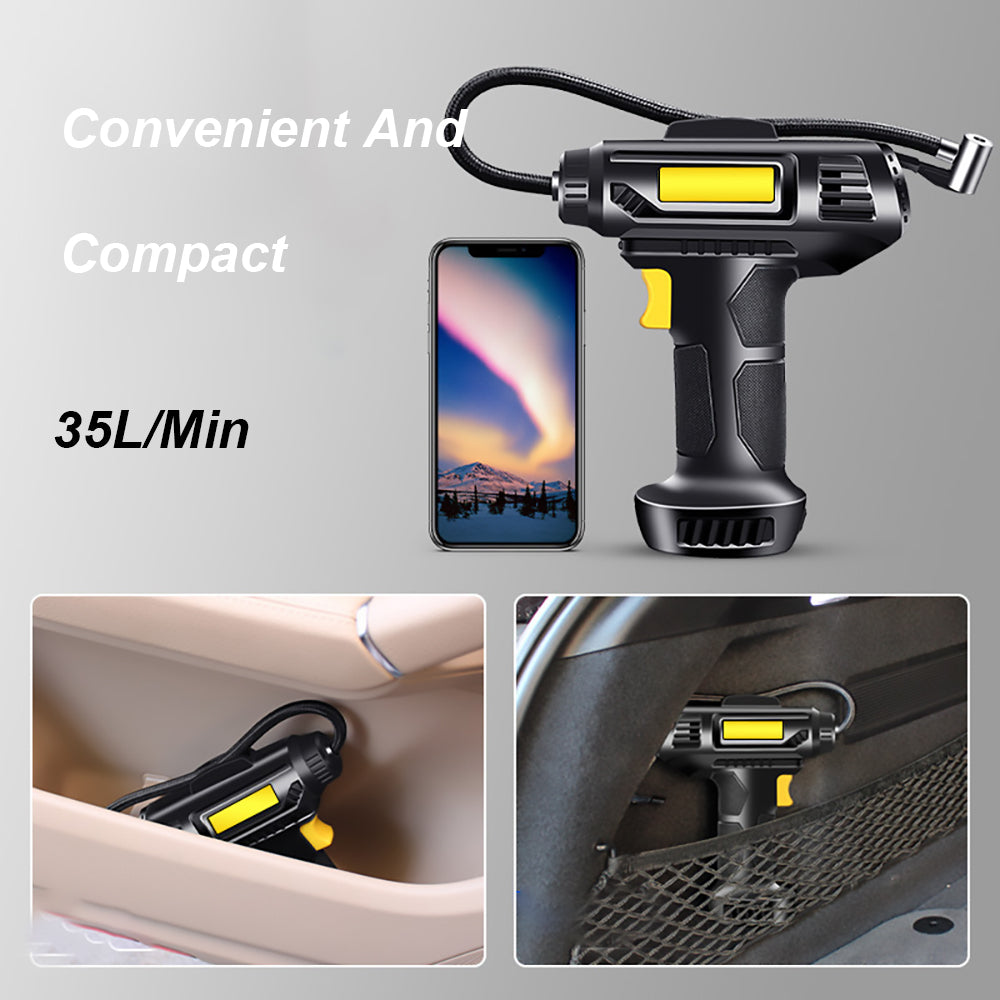 12V Air Compressor Pump with Portable Design and LED Light