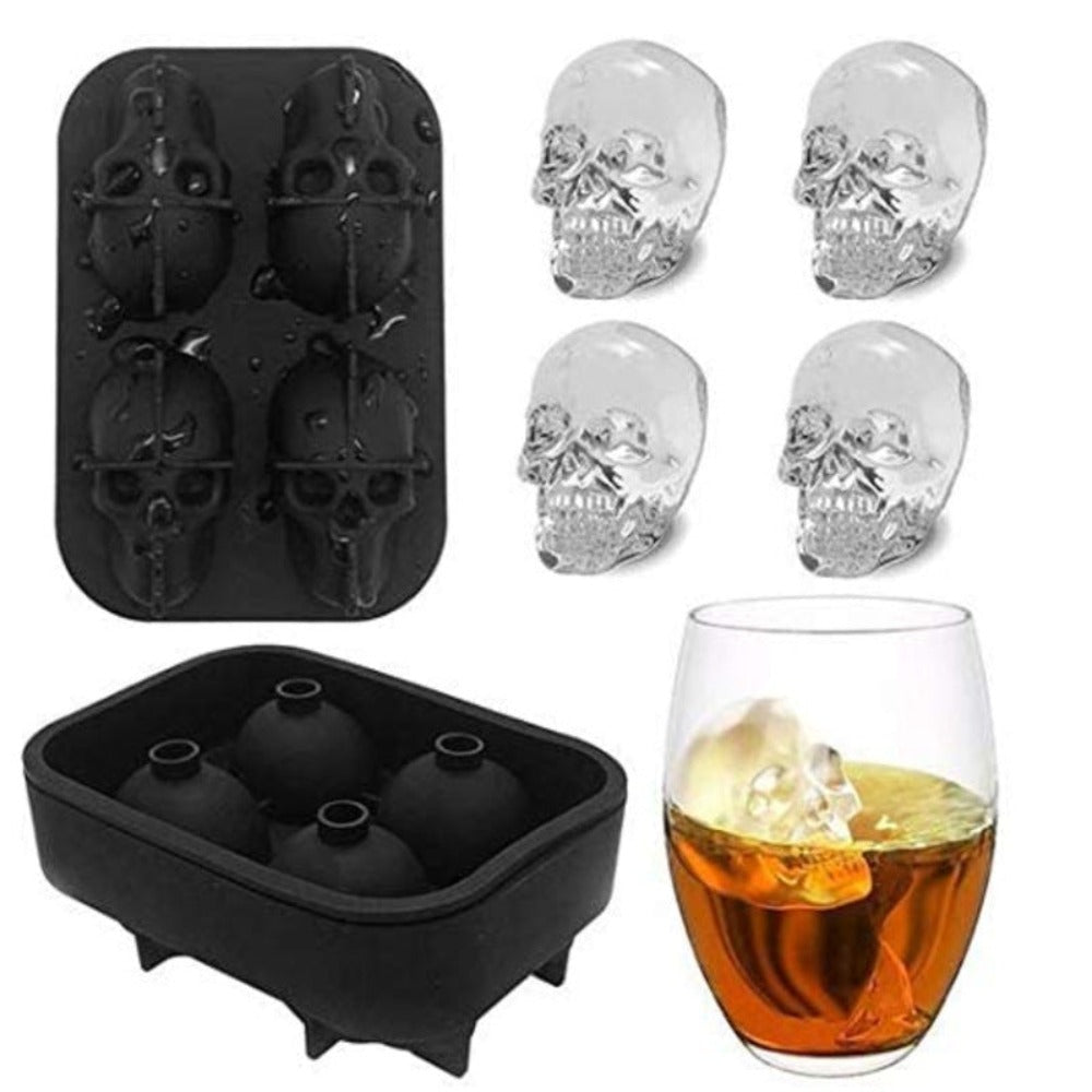 Skull Shape Ice Cube Mold for Spooky Skeleton Themed Beverages