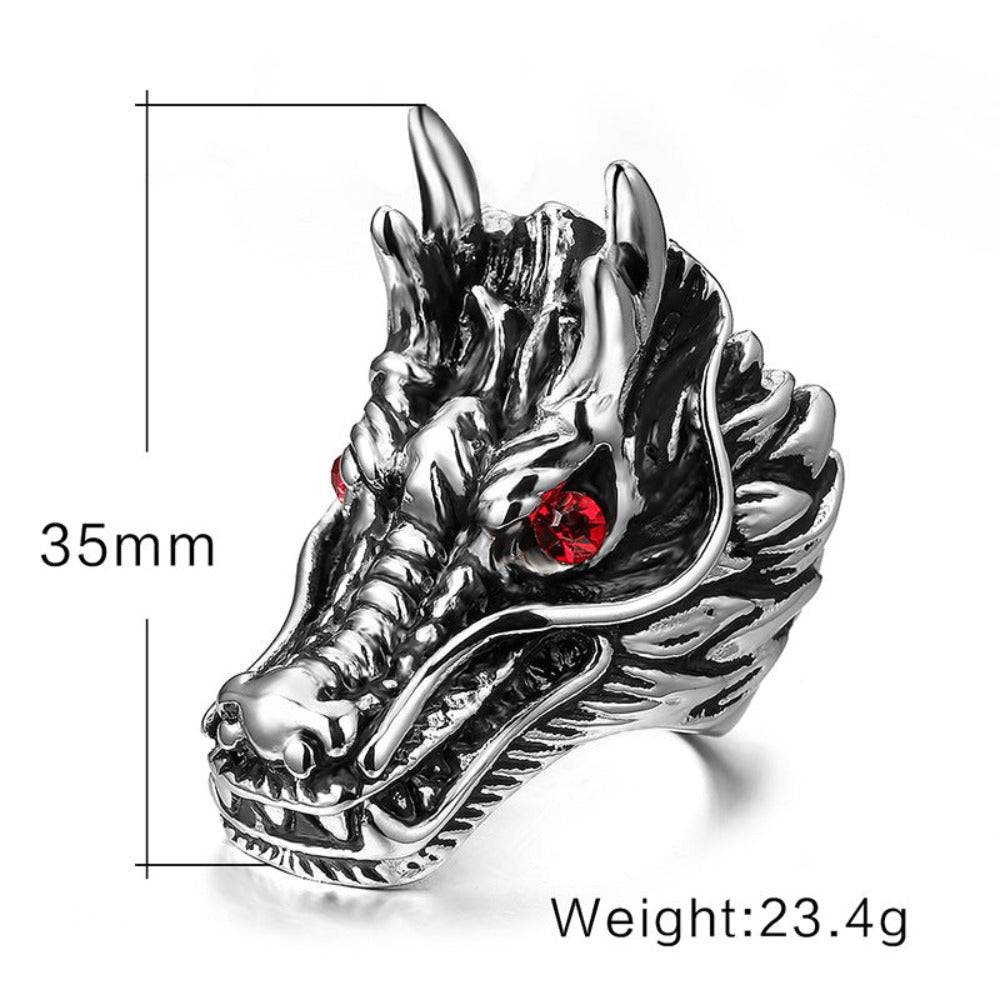 Red Stone Dragon Head Ring