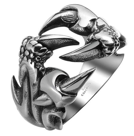 Stainless Steel Dragon Claw Ring for Men with a Biker Style
