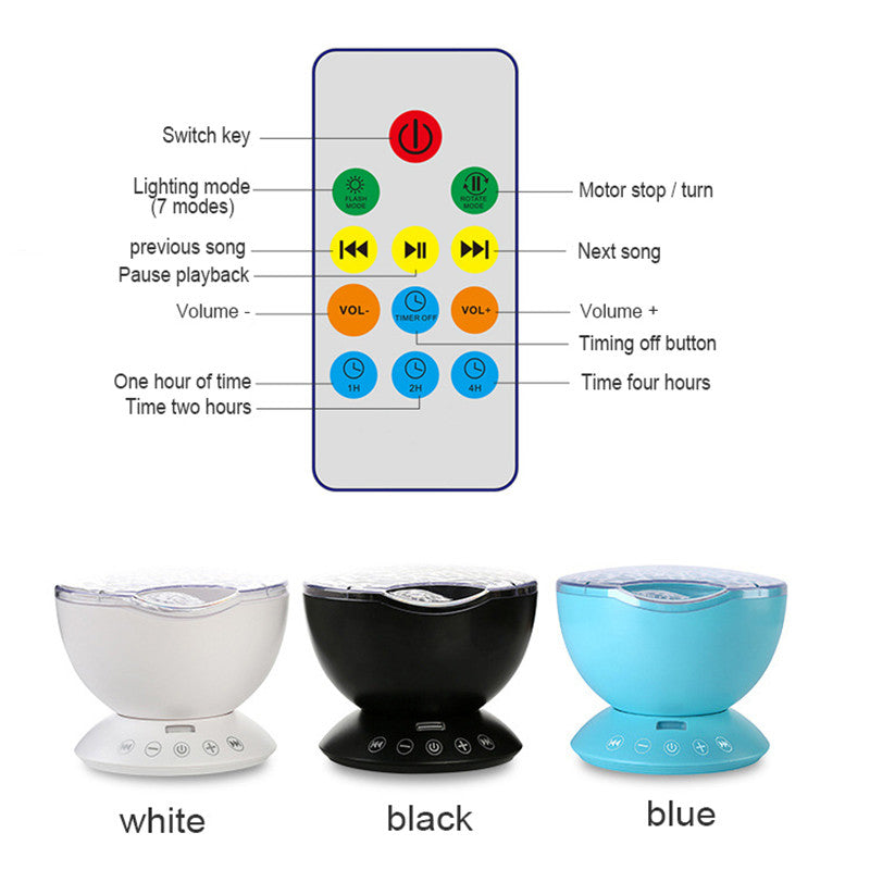 LED Ocean Wave Projector Speaker with Remote Control - High-Quality