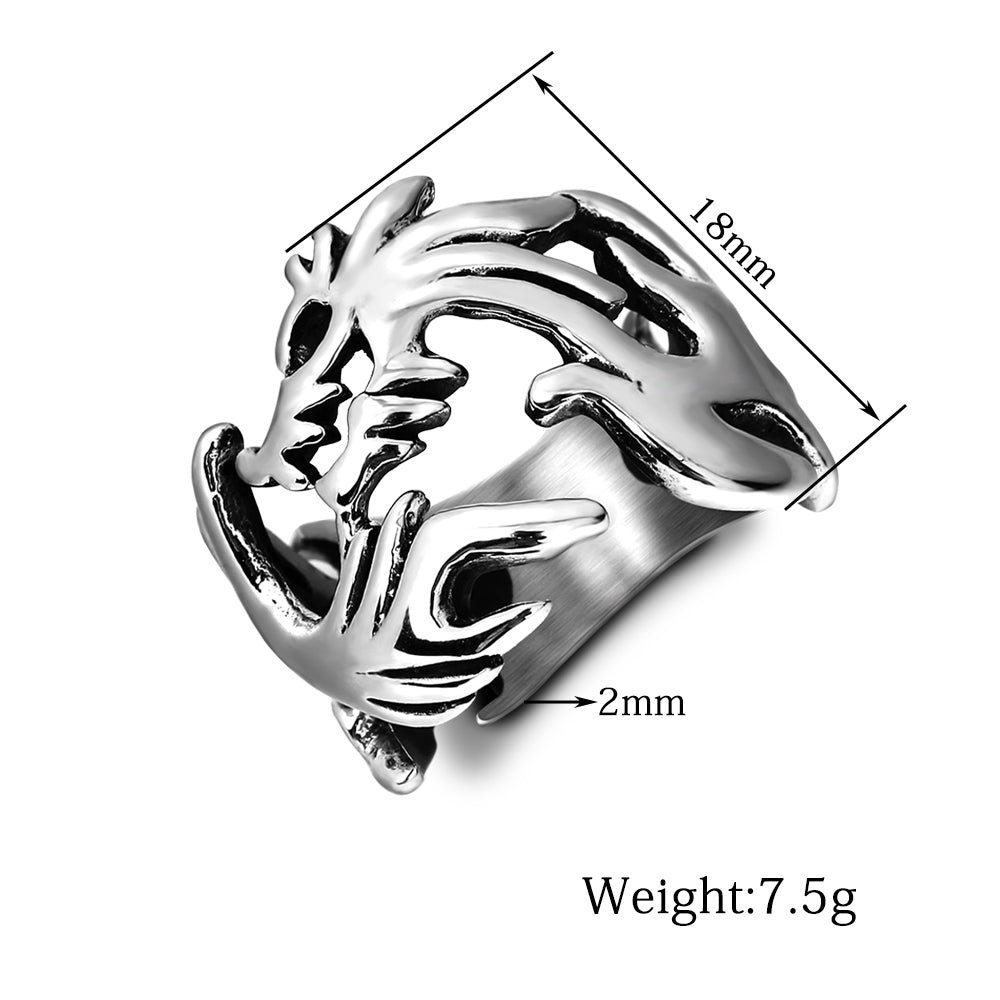 Flame Dragon Design Men's Stainless Steel Ring