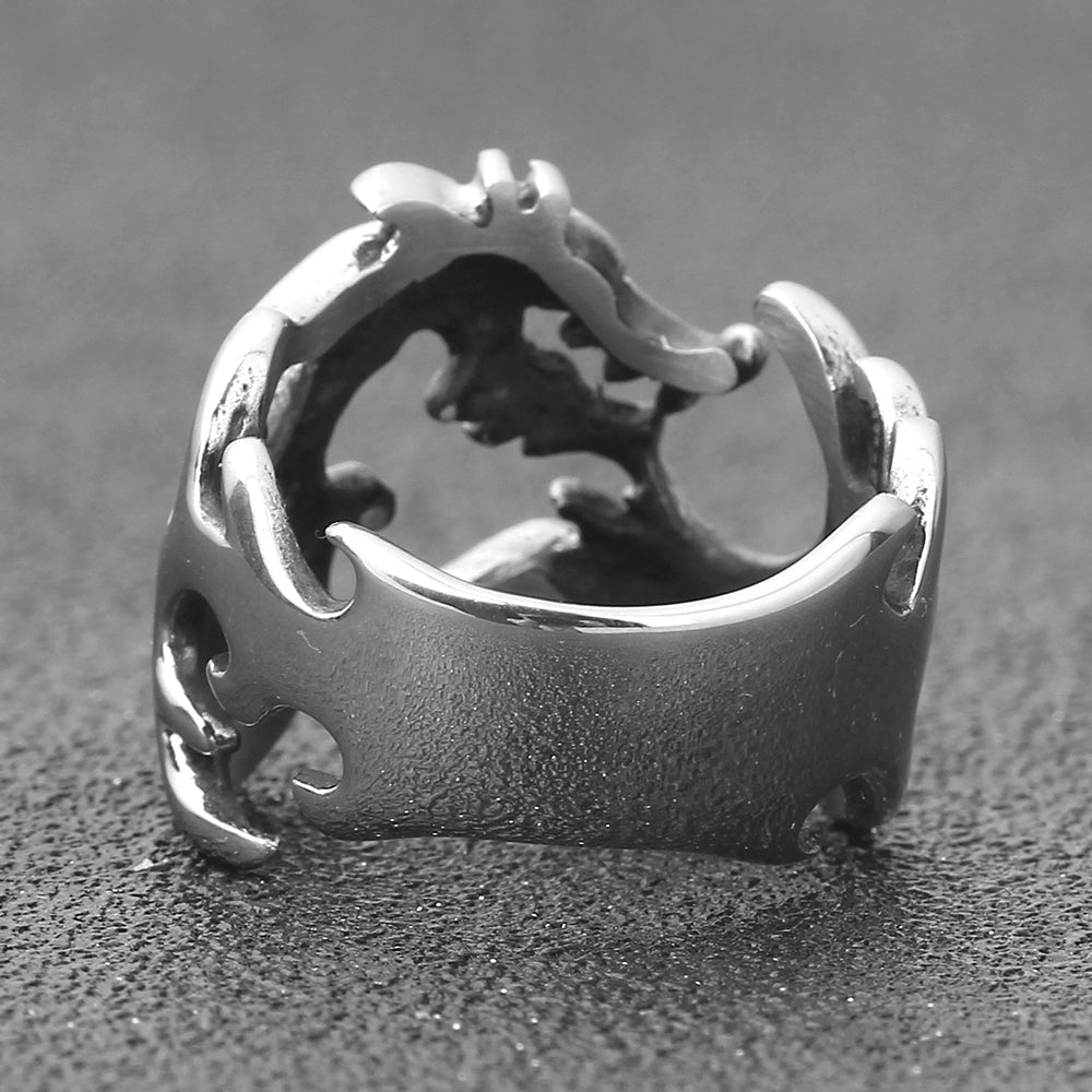 Flame Dragon Design Men's Stainless Steel Ring