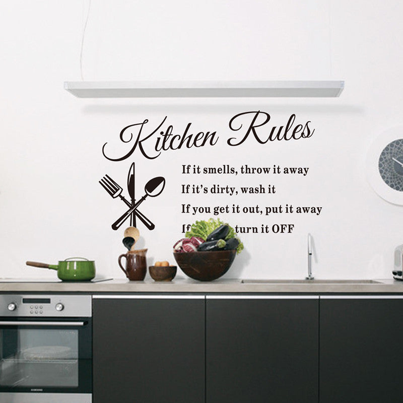 Kitchen Rules Design Set of 3 Removable Wall Decals for the Kitchen