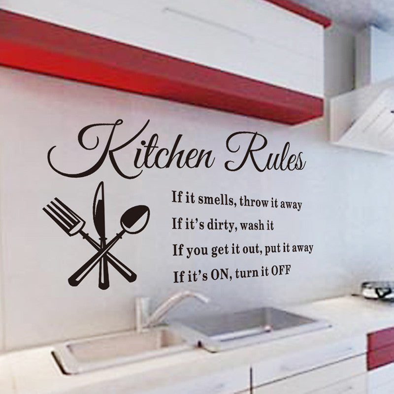 Kitchen Rules Design Set of 3 Removable Wall Decals for the Kitchen