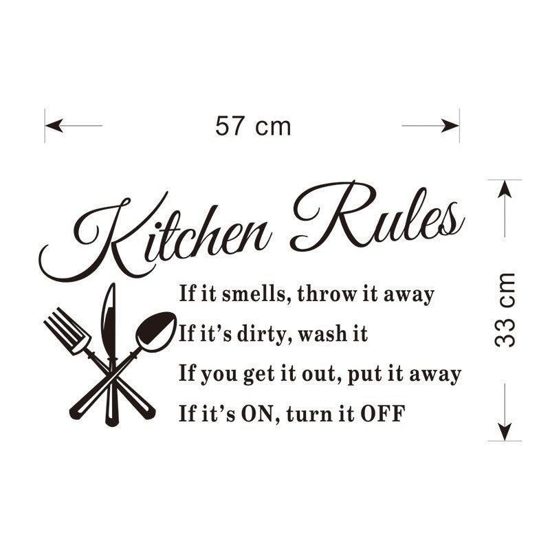 Kitchen Rules Design Set of 3 Removable Wall Decals for the Kitchen