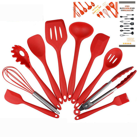 Premium Set of 10 Heat Resistant Non-Stick Silicone Cooking Utensils