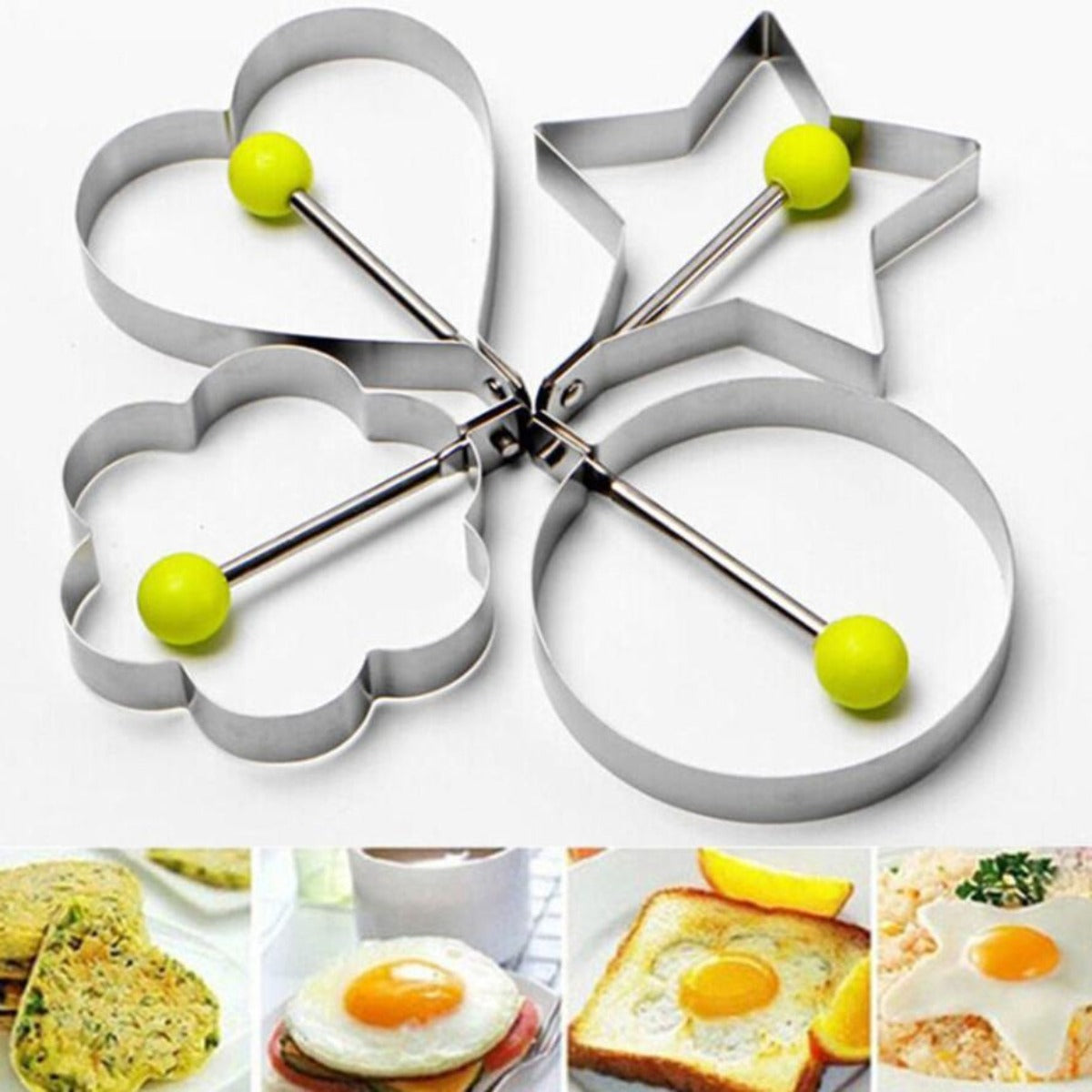 Stainless Steel Pancake Shaping Mold Set - 4 Pieces