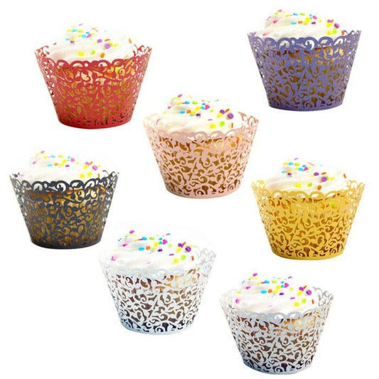 100-piece set of Delicate Vine Laser Cut Cupcake Wrappers