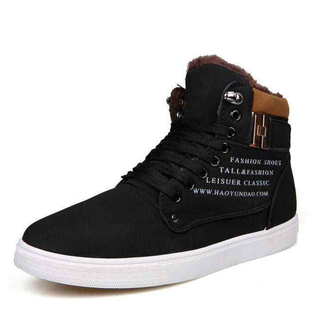 Black Lace Up Sneaker Boots for Men