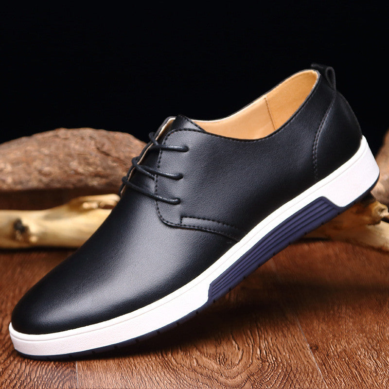 Blue Leather Shoes for Men's Casual Street Fashion