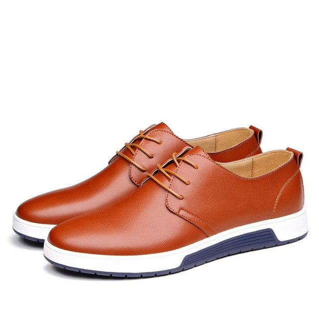 Blue Leather Shoes for Men's Casual Street Fashion