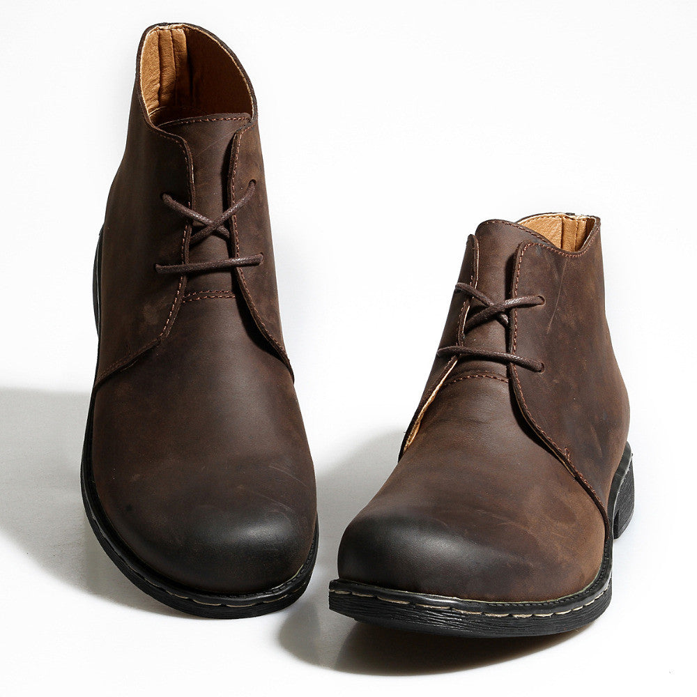 Classic Leather Ankle Boots for Men's Casual Wear