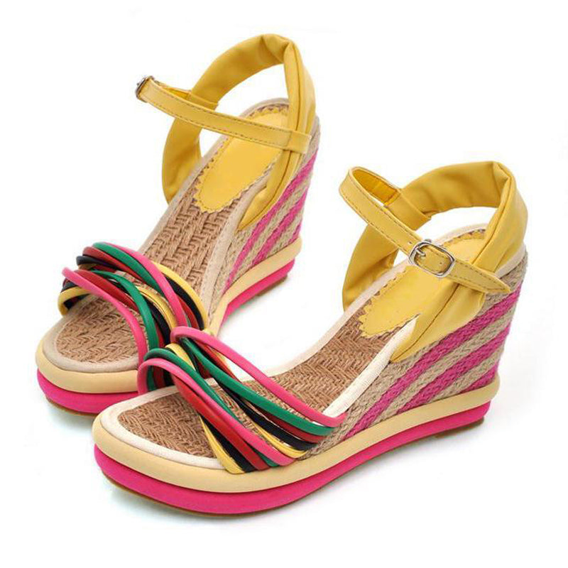 Colorful Summer Sandals with Cross-over Platform Design for Women
