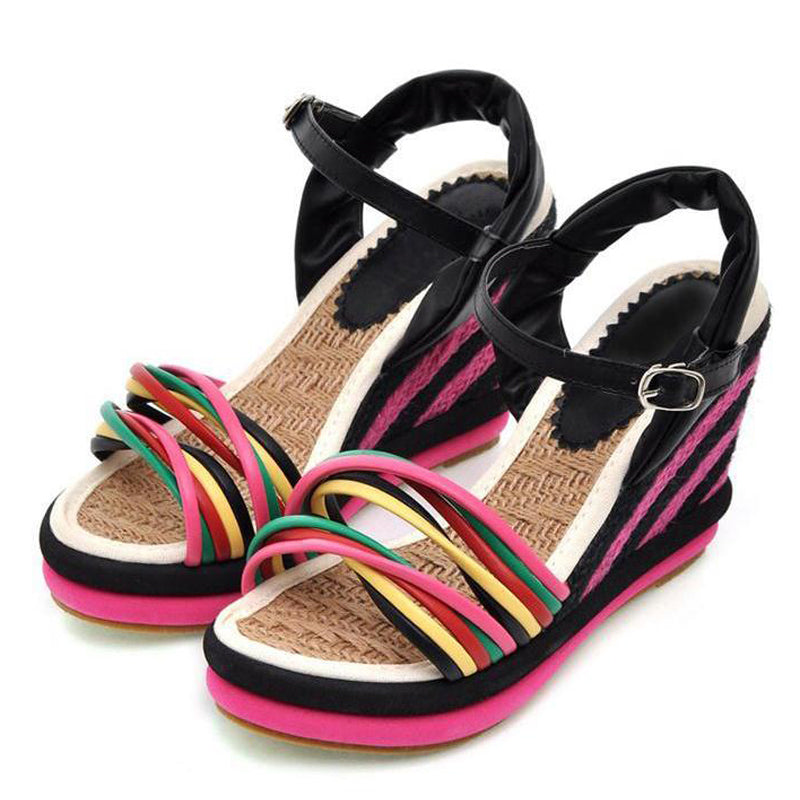 Colorful Summer Sandals with Cross-over Platform Design for Women