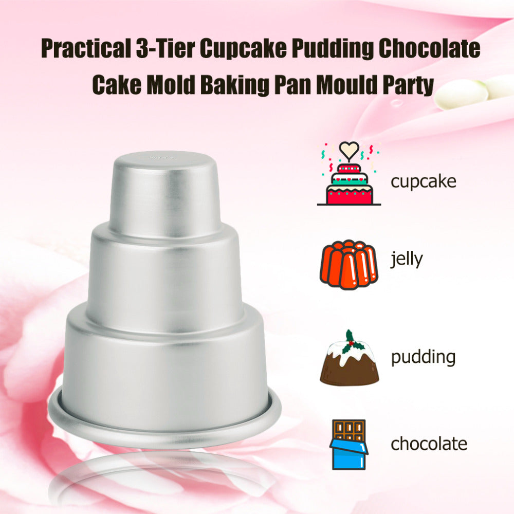 3-Tier Mini Cupcake Pudding Cake Mold - Set of 5 Pieces
