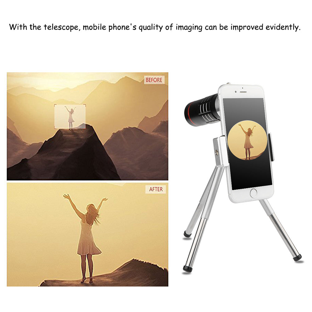 18X Zoom Smartphone Camera Lens with Tripod Clip For iPhones, Samsungs, Pixels, LG, and Oneplus