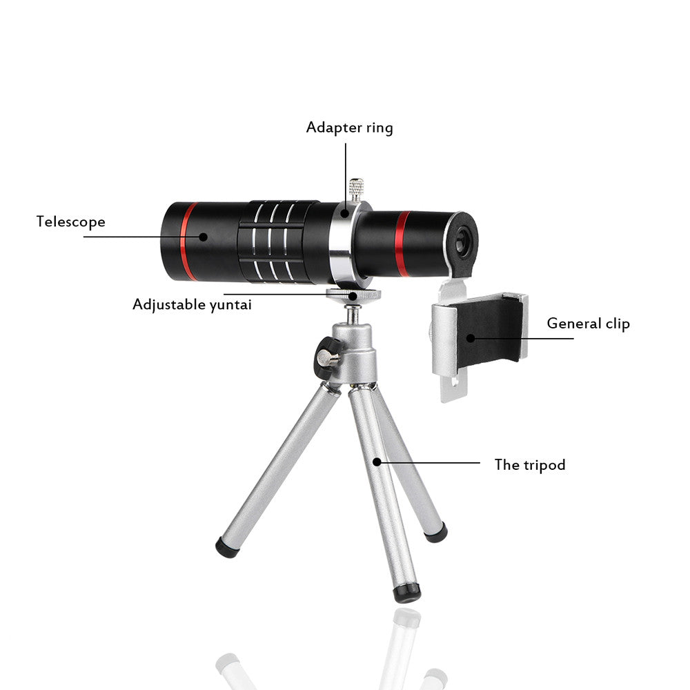 18X Zoom Smartphone Camera Lens with Tripod Clip For iPhones, Samsungs, Pixels, LG, and Oneplus