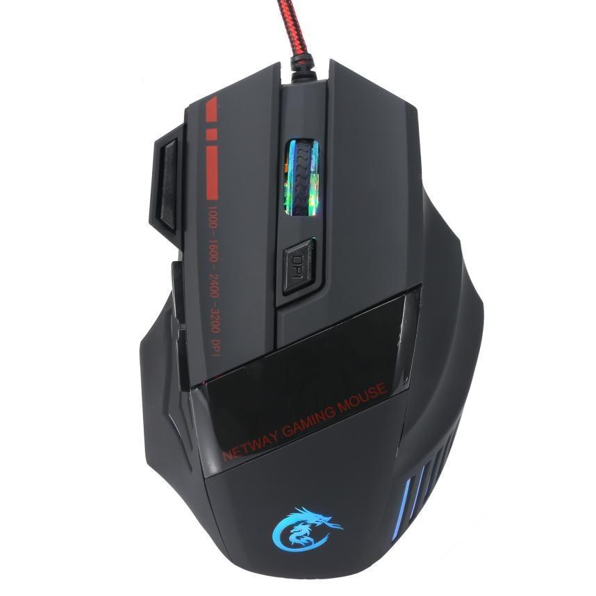 Enhanced LED Optical Gaming Mouse with 5500 DPI and Wired Connection