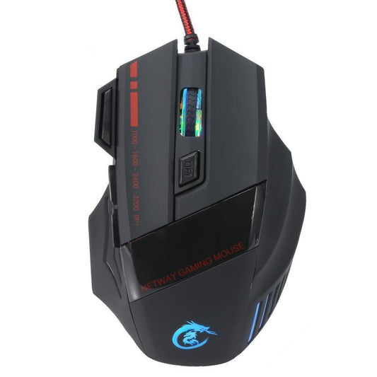 Enhanced LED Optical Gaming Mouse with 5500 DPI and Wired Connection