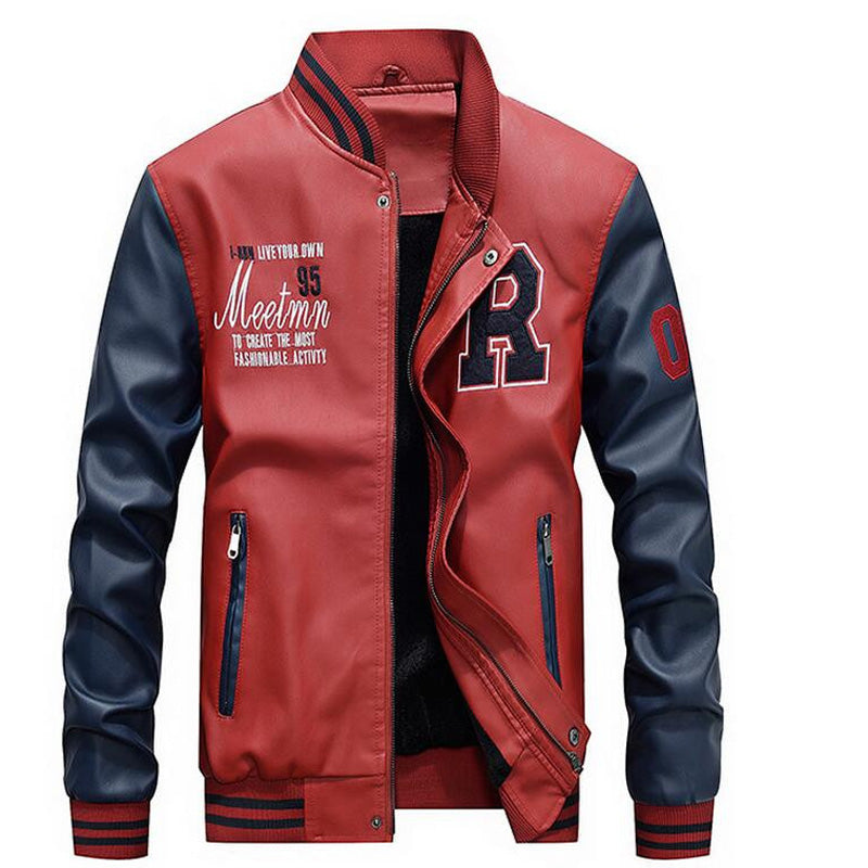 Men's Synthetic Leather Baseball Jacket