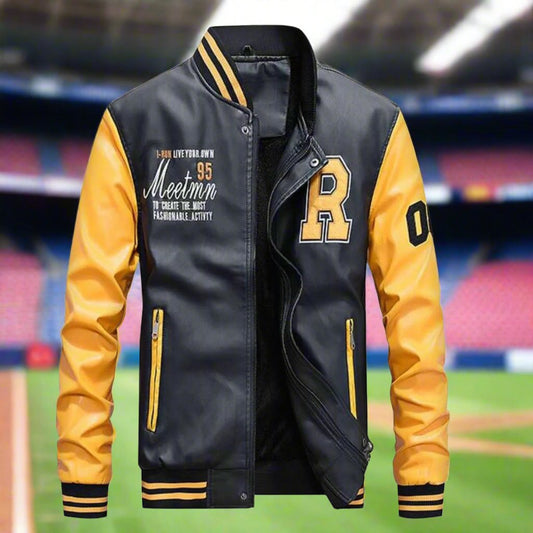 Men's Synthetic Leather Baseball Jacket